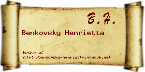 Benkovsky Henrietta névjegykártya